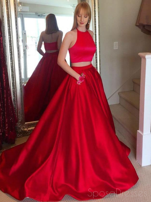 Απλή φθηνή κομψότητα, σέξι δύο κομμάτια, μια γραμμή προσαρμοσμένη σε Red Long Evening Prom Dresses, 17360