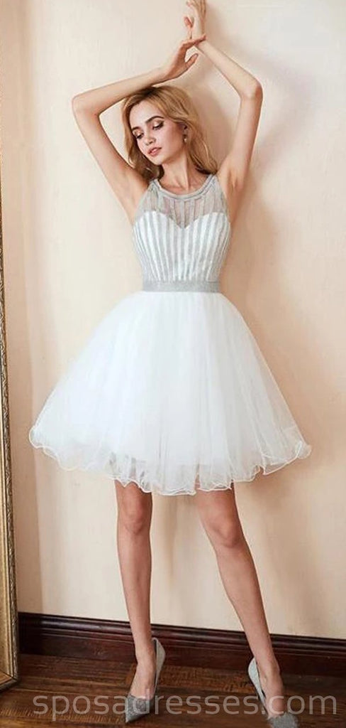 Off White Beading String Jewel Φθηνά Homecoming Φορέματα Online, Φθηνά Κοντά Φορέματα Prom, CM761
