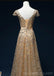 Sparkly Gold Kurze Ärmel lange Abend Ball Kleider, billige Custom Sweet 16 Kleider, 18541