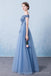 Εκτός από ώμους Dusty μπλε μακρά βραδινά φορέματα Prom, Φθηνά φορέματα Custom Party Prom, 18591