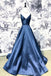 Simple azul marino barato vestidos de fiesta de noche larga, barato personalizado fiesta vestidos de fiesta, 18584
