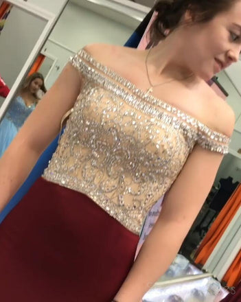 Sereia castanha enfeitada com contas dourada sexy vestidos de baile para os estudantes da tarde baratos longos, 17487