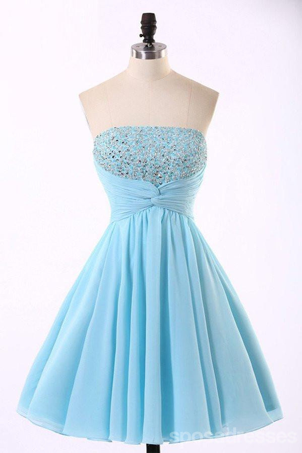 Φτηνές Σιφόν Γαλάζιο χαριτωμένο homecoming prom φορέματα, CM0018
