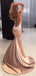 Sexy backless rosa oro sirena largo vestidos de fiesta de la noche, vestidos de fiesta personalizados baratos, 18571