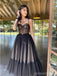 Black A-line Spaghetti Straps Cheap Long Prom Dresses Online,Dance Dresses,12576