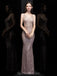 Sexy Mermaid V Neck Champagne Gold Long Soirée Prom Dresses, Soirée Prom Dresses, 12319