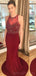 Μπορντό Ανοίξτε Πίσω τον Γοργόνα Φθηνά Μακρά Βραδινά Φορέματα Prom, Φθηνή Γλυκό 16 Φορέματα, 18331