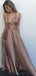 Σέξι βραδινά φορέματα με βραδινές κουρτίνες, μακρύ καφέ απλό φόρεμα για πάρτι, προσαρμοσμένα φορέματα με μακρύ Prom, φθηνά επίσημα φορέματα Prom, 17120