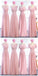 Robe de demoiselle d'honneur en mousseline de soie rose pâle à longueur de plancher abordable, WG536