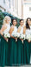 Blusa del marfil de la joya falda verde alinea vestidos de la dama de honor baratos largos en línea, WG678