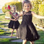 Illusion de cou ronde lacet noir robes de demoiselle d'honneur de V-dos mignonnes, peu de robe d'anniversaire de fille, FG013