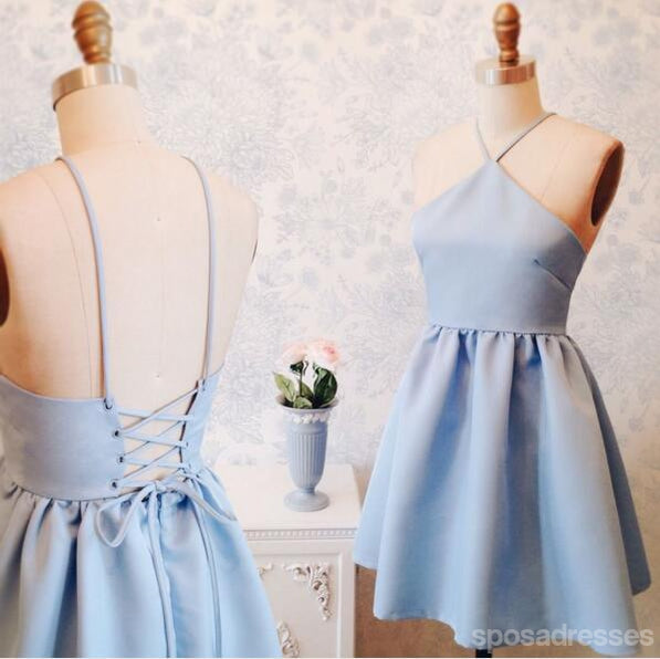Halter Απλό Χαριτωμένο Φτηνές Μπλε Homecoming Φορέματα 2018, CM433