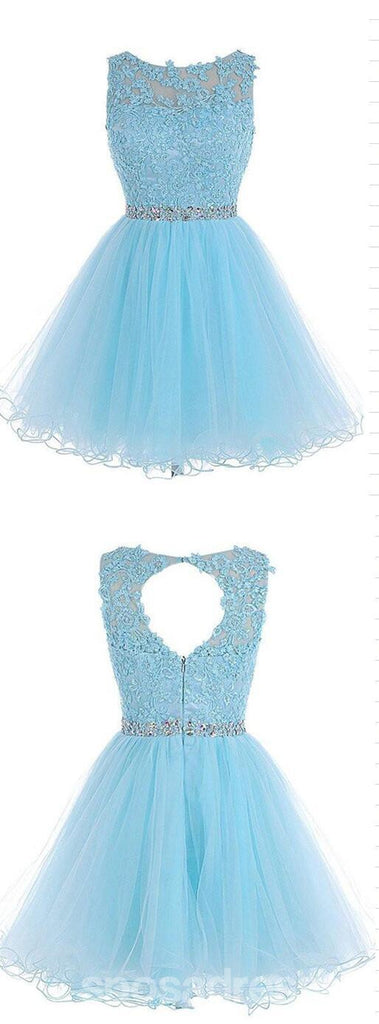 Sexy Abrir back Light Blue lace Tule baile vestidos de baile, CM0020