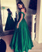 Emerald Green Off The Shoulder Custom Long Evening Prom Dresses, 17387