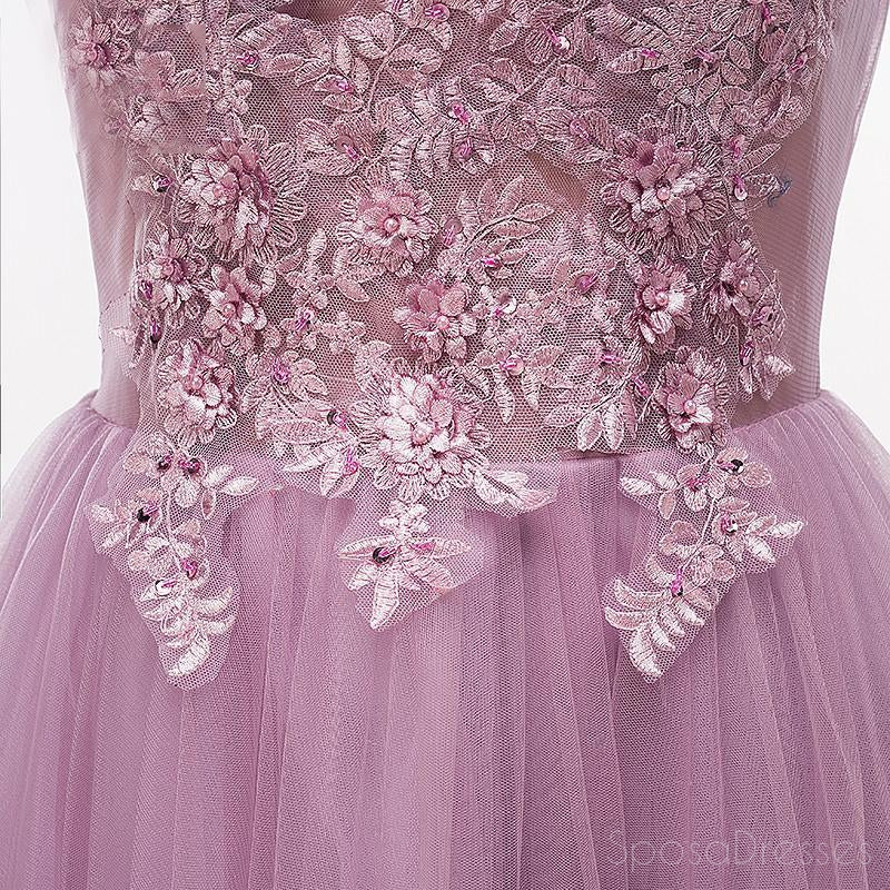 Purple Scoop Neckline Tulle Skirt Long Evening Prom Dresses, Popular Cheap Long 2018 Party Prom Dresses, 17225