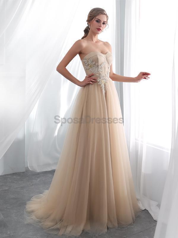 Γλυκά σαμπάνια Applique βραδινά φορέματα Prom, βραδινά φορέματα Prom, 12026