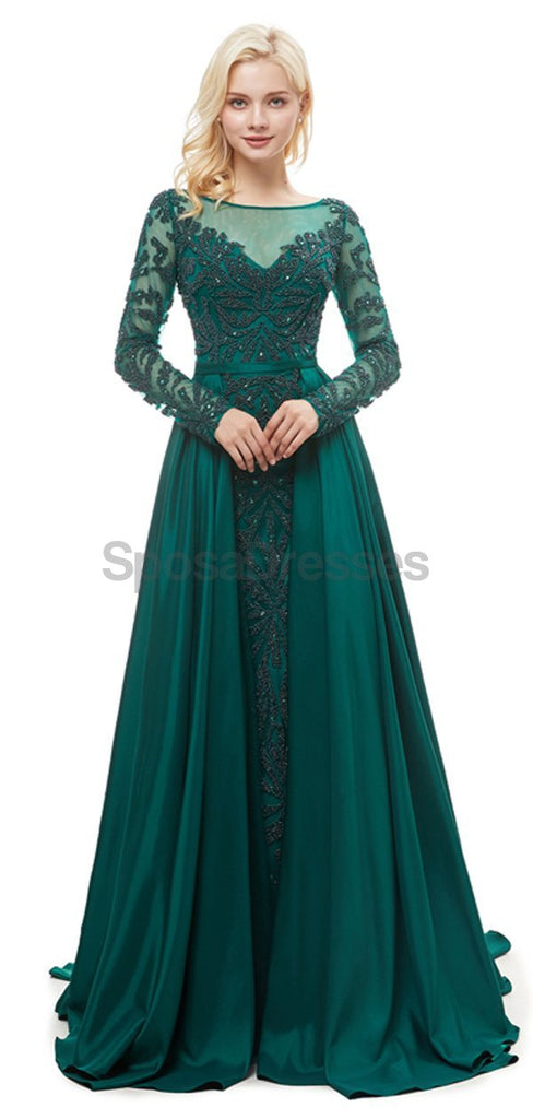 El Verde esmeralda Mangas Largas en gran medida de Cuentas Noche, vestidos de fiesta, Vestidos de Noche de Fiesta vestidos de fiesta, Vestidos 12051