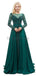 Robes de bal de soirée à manches longues vert émeraude fortement perlées, robes de bal de soirée, 12051