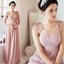 Coutume de pelle rose longues robes de demoiselle d'honneur en mousseline faites, WG224