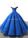 De l'épaule Sparkly robes de bal d'étudiants de soir de robe de boule bleues, robes de bal d'étudiants du parti du soir, 12262