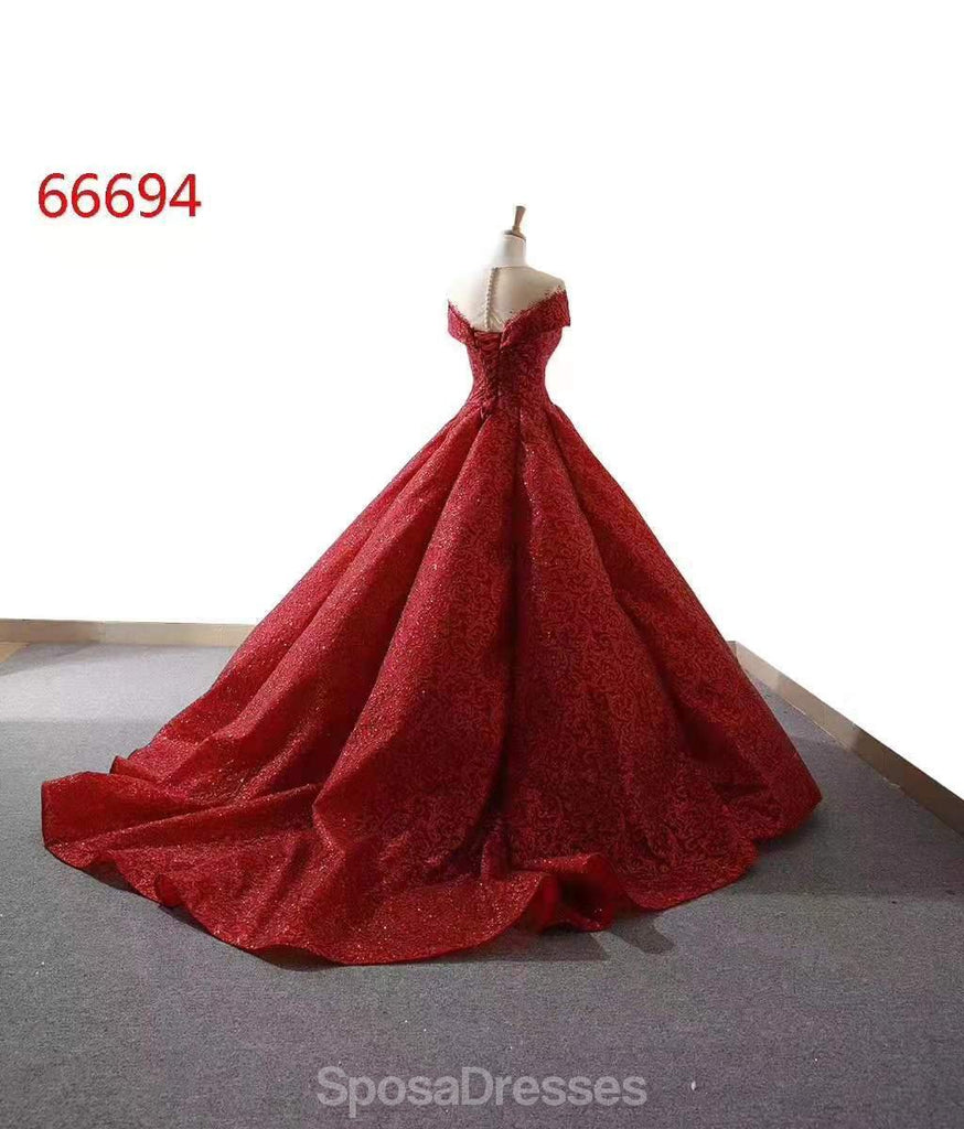 Jóia vermelha escura fora do ombro vestido de baile longos vestidos de baile, vestidos de festa à noite, 12213