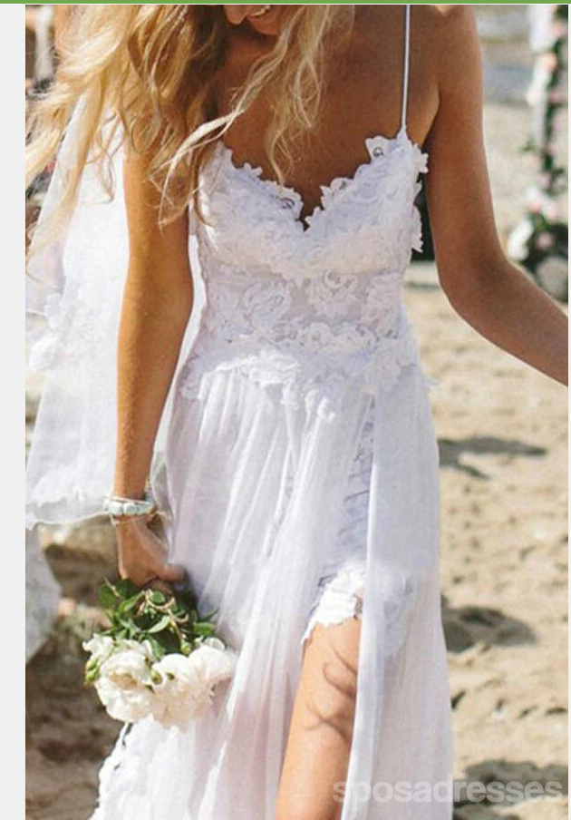 Vestidos de boda baratos ocasionales únicos sin espalda atractivos de la playa, WD311