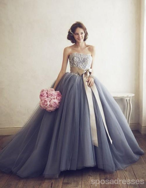 Grey Tulle A line Evening Prom Dresses, Ball Gown Party Prom Dress, Custom Long Prom Dresses, Cheap Formal Prom Dresses, 17078