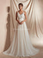 Vestidos de novia baratos de una línea de encaje con cuello en V en línea, vestidos de novia únicos, WD580