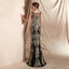 Black Lace Beaded Scoop Mermaid Evening Prom Φορέματα, Evening Party Prom Φορέματα, 12070