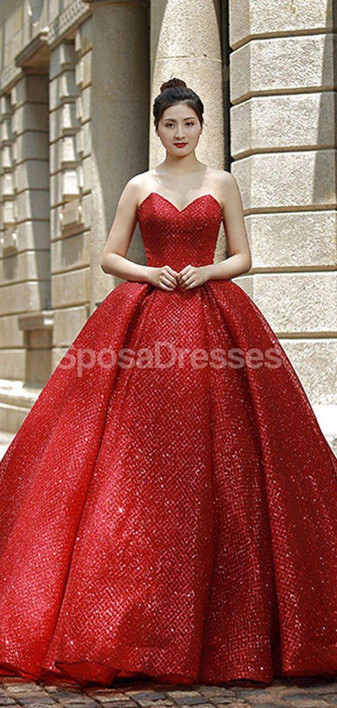 Γλυκό Sparkly Red Ball Gown Evening Prom Φορέματα, Βραδινά Κόμμα Prom Φορέματα, 12263