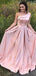 Un rubor del hombro vestidos de la fiesta de promoción de la tarde baratos largos rosados, vestidos de la fiesta de promoción del partido de la tarde, 12333