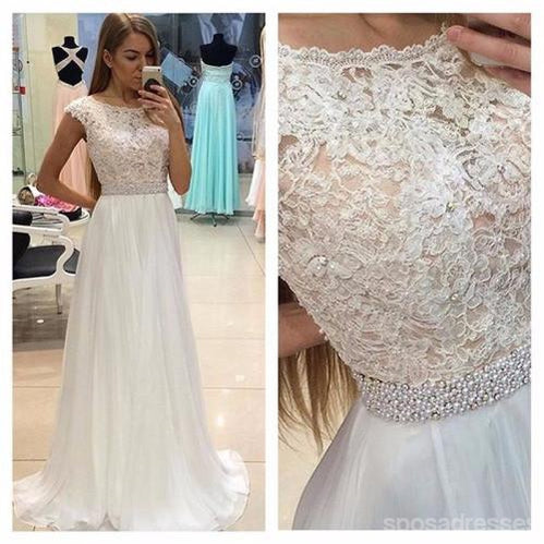 Lace See Through Evening Prom Dresses, Cap sleeve Party Prom Dress, Custom Long Prom Dresses, Cheap Formal Prom Dresses, 17079