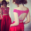 Off Shoulder Two Pieces Rote Abendballkleider, Sexy Partykleid mit offenem Rücken, benutzerdefinierte lange Abschlussballkleider, billige Abendkleider, 17081
