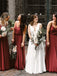Correas de espagueti óxido rojo largo vestidos de dama de honor en línea, vestidos de damas de honor baratos, WG740