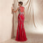 High Neck Rot Stark Beaded Mermaid Abend Prom Dresses, Abend Party Prom Dresses, 12071