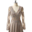 Γκρι μακριά μανίκια με δαντέλα Πλαϊνά σχοινιά μακρά βραδινά φορέματα, φθηνά γλυκά 16 φορέματα, 18353