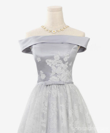 Off Shoulder Gray Lake Cute Homecoming Prom Dresses, Affordable Short Party Prom Sweet 16 Dresses, Perfect Homecoming Cocktail Dresses, CM345