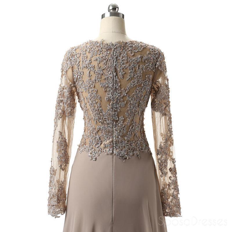 Γκρι μακριά μανίκια με δαντέλα Πλαϊνά σχοινιά μακρά βραδινά φορέματα, φθηνά γλυκά 16 φορέματα, 18353