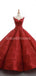 Robes De Bal De Soirée Scintillantes À Col En V Rouge, Robes De Bal De Soirée, 12264