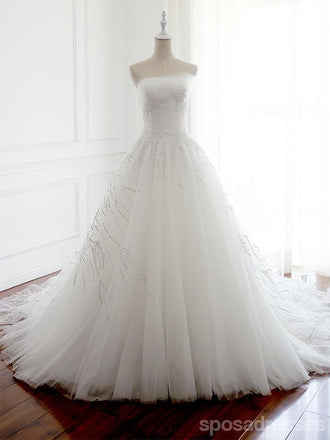 Strapless Simple Lace A line Νυφικά νυφικά, Προσαρμοσμένα νυφικά, Προσιτές γαμήλιες νυφικές, WD259