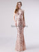Λουράκια Spaghetti Rose Gold Sequin Mermaid Evening Prom Dresses, Evening Party Prom Dresses, 12114