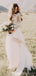 Vestidos de novia de una línea de encaje de manga larga en línea, vestidos de novia únicos y baratos, WD591