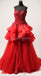 Cordón rojo colmenas adornadas con cuentas alinea vestidos de la fiesta de promoción de la tarde largos, vestidos de la fiesta de promoción del partido de la tarde, 12306