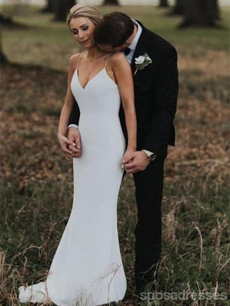 Simple Sirena Correas de Espagueti Barato Vestidos de Novia en Línea, Barato Vestidos de Novia, WD628