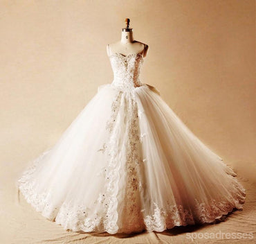 Lacet de Chéri sans bretelles Perlé Des Robes de mariée de ligne, des Robes de mariée Faites Personnalisées, des Robes de Mariage Bon marché, WD216