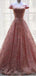 Off Shouly Sparkly Pink A-line Long Tarde Vestidos De Graduación, Barato Custom Sweet 16 Vestidos, 18542