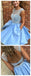 Open Back Blue Cap Sleeve Soop Short Φτηνές Homecoming Φορέματα Online, CM564