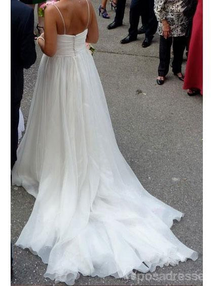 Spaghetti Straps A-line Cheap Simple Wedding Dresses Online, WD343