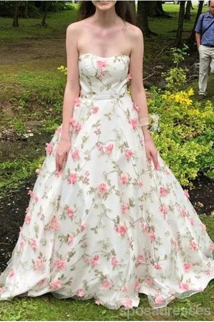 Αγαπημένα τρισδιάστατα φορέματα λουλουδιών A-line Long Evening Prom, Φόρεμα Prom Evening Party, 12337