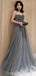 Σπαγγέτι Λουριά Γκρι με Χάντρες Μια γραμμή Μακρύ Βράδυ Φορέματα Prom, Βράδυ Πάρτι, Φορέματα Prom, 12207